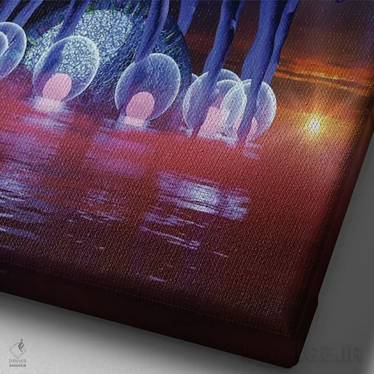 تابلو دکوراتیو رقص دایره ای اثر ایوان رودز - نمای نزدیک بافت بوم