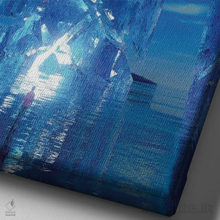 تابلو دکوراتیو تصاویر در آبی اثر ایوان رودز - نمای نزدیک بافت بوم