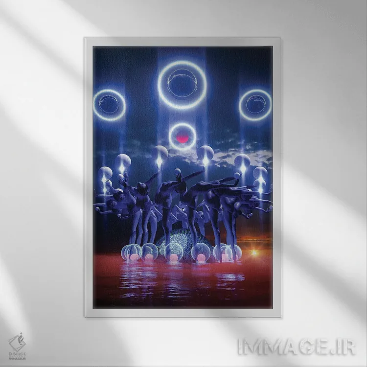 تابلو دکوراتیو رقص دایره ای اثر ایوان رودز - نمای قابدار سفید