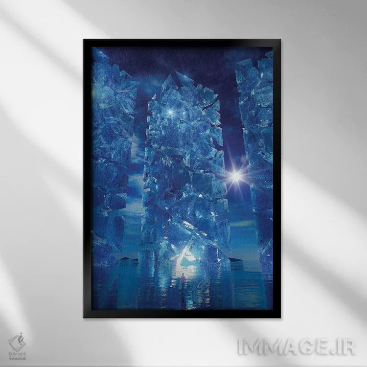 تابلو دکوراتیو تصاویر در آبی اثر ایوان رودز - نمای قابدار مشکی