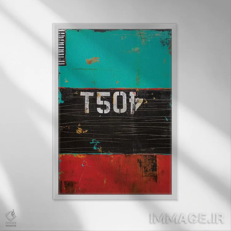 تابلو انتزاعی تی۰۵۴ اثر ارین اشلی - نمای قابدار سفید