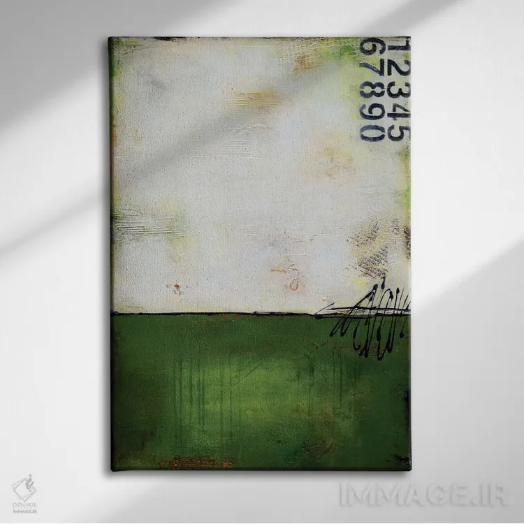 تابلو انتزاعی خلیج های سبز اثر ارین اشلی - نمای روبهرو روی دیوار