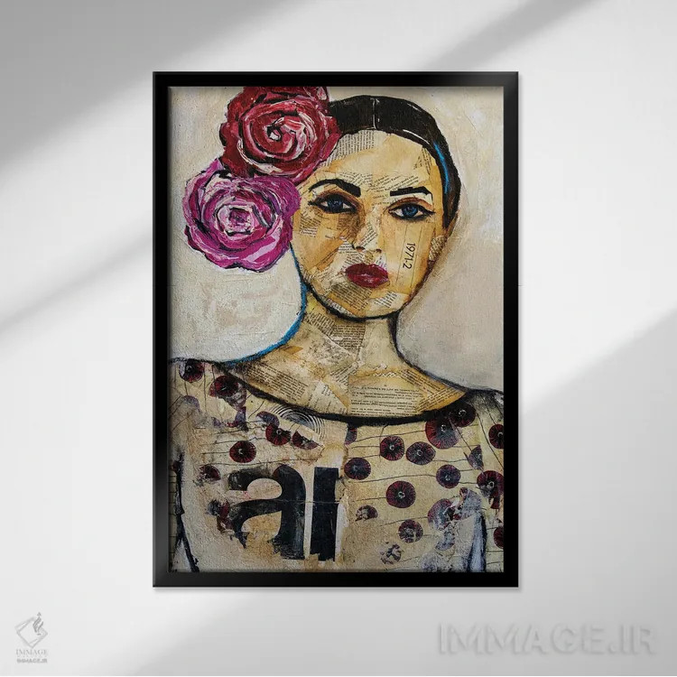 تابلو دکوراتیو تیلر رز اثر ارین اشلی - نمای قابدار مشکی