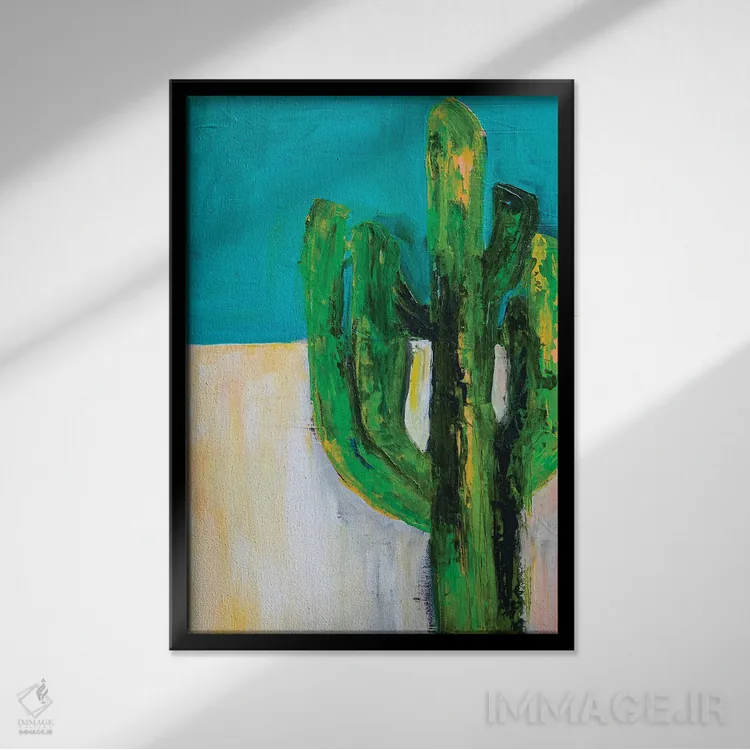 تابلو دکوراتیو کاکتوس اثر ارین اشلی - نمای قابدار مشکی