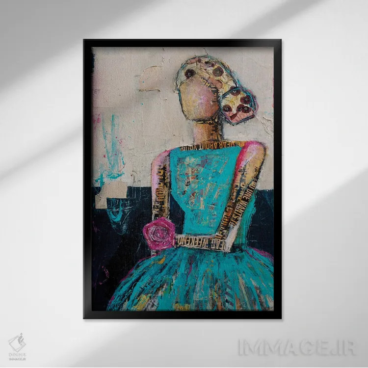 تابلو مدرن روزاری تا اثر ارین اشلی - نمای قابدار مشکی