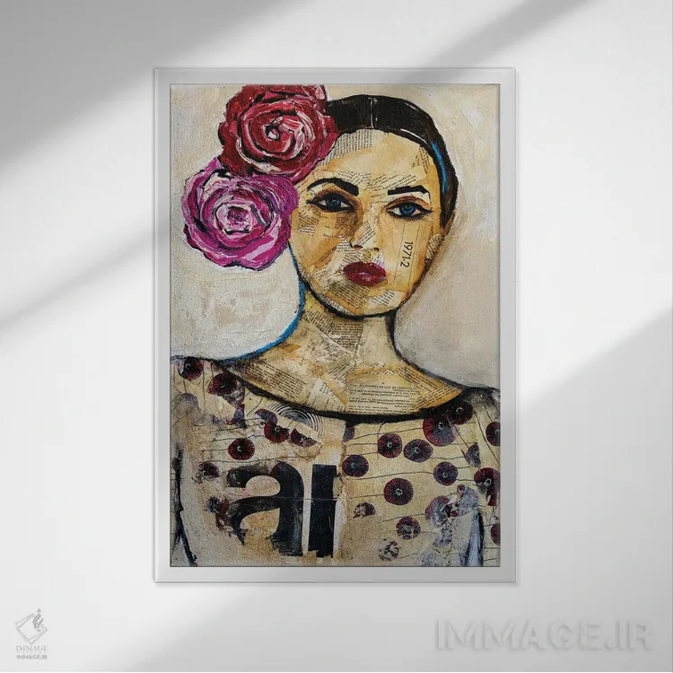 تابلو دکوراتیو تیلر رز اثر ارین اشلی - نمای قابدار سفید