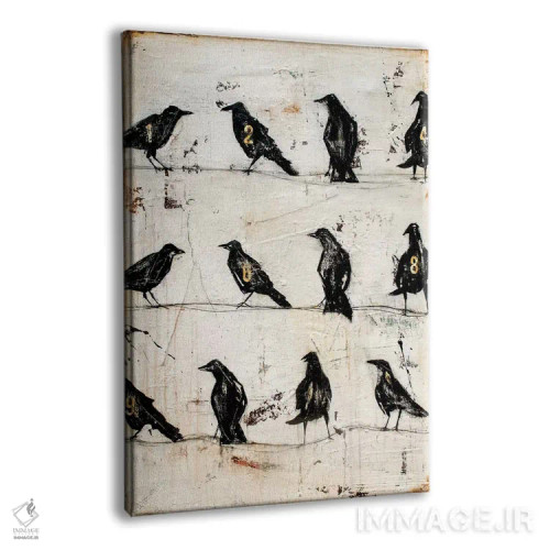 تابلو دکوراتیو کلاغ ها روی سیم اثر ارین اشلی - نمای پرسپکتیو محصول