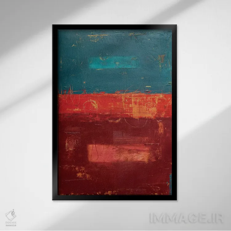 تابلو انتزاعی طاووس نیمه شب اثر ارین اشلی - نمای قابدار مشکی