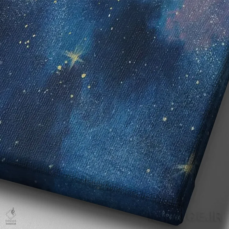 تابلو دکوراتیو ستاره ها در آسمان اثر اوگنیا روسلیک - نمای نزدیک بافت بوم