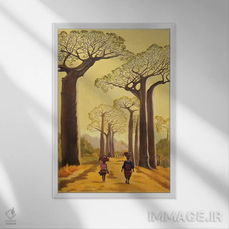 تابلو دکوراتیو بائوباب ها اثر اوگنیا روسلیک - نمای قابدار سفید