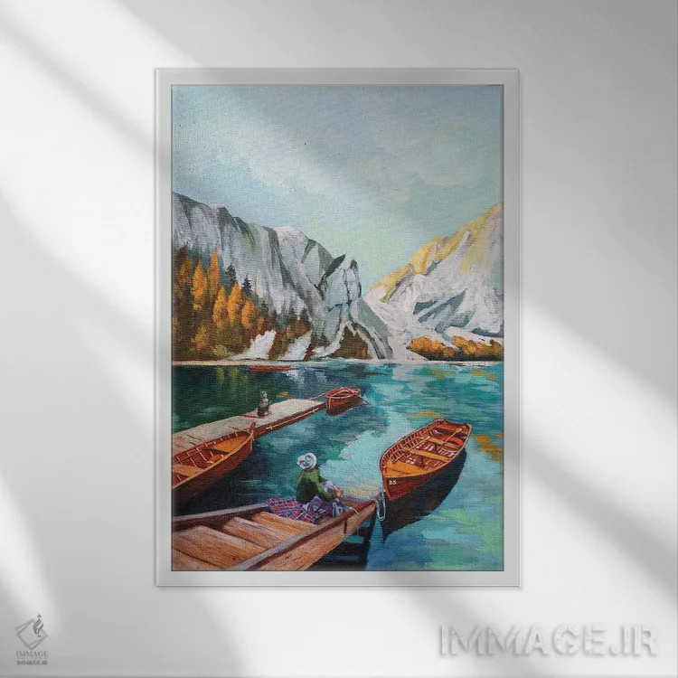 تابلو دکوراتیو دریاچه بریس I اثر اوگنیا روسلیک - نمای قابدار سفید