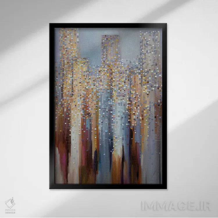 تابلو انتزاعی شهر در ابرها ۲ اثر اکاترینا ارمیلکینا - نمای قابدار مشکی