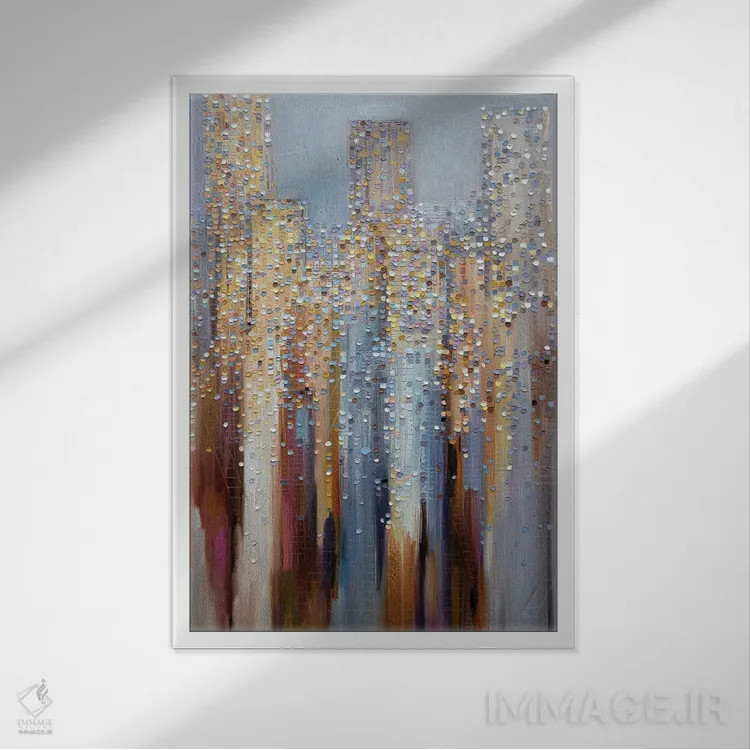 تابلو انتزاعی شهر در ابرها ۲ اثر اکاترینا ارمیلکینا - نمای قابدار سفید