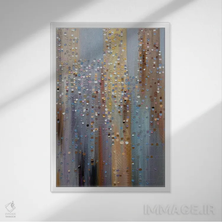 تابلو انتزاعی شهر در ابرها ۳ اثر اکاترینا ارمیلکینا - نمای قابدار سفید