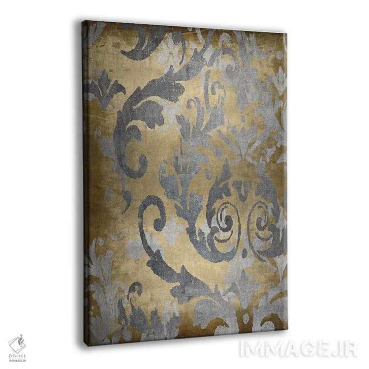 تابلو انتزاعی نقش دمسک طلایی ۲ اثر الی رابرتز - نمای پرسپکتیو محصول