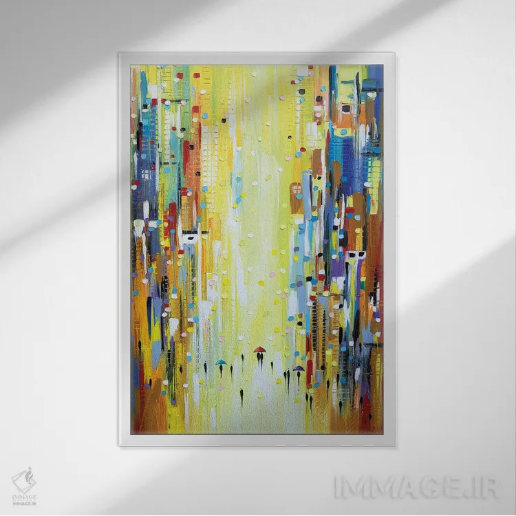 تابلو انتزاعی سه چتر رنگارنگ اثر اکاترینا ارمیلکینا - نمای قابدار سفید