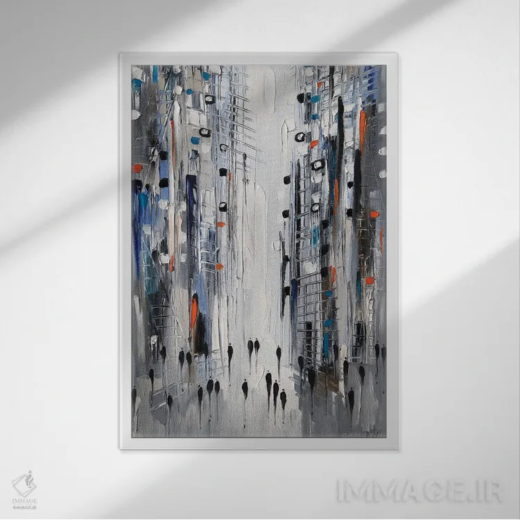 تابلو انتزاعی شهر جدید ذهن اثر اکاترینا ارمیلکینا - نمای قابدار سفید