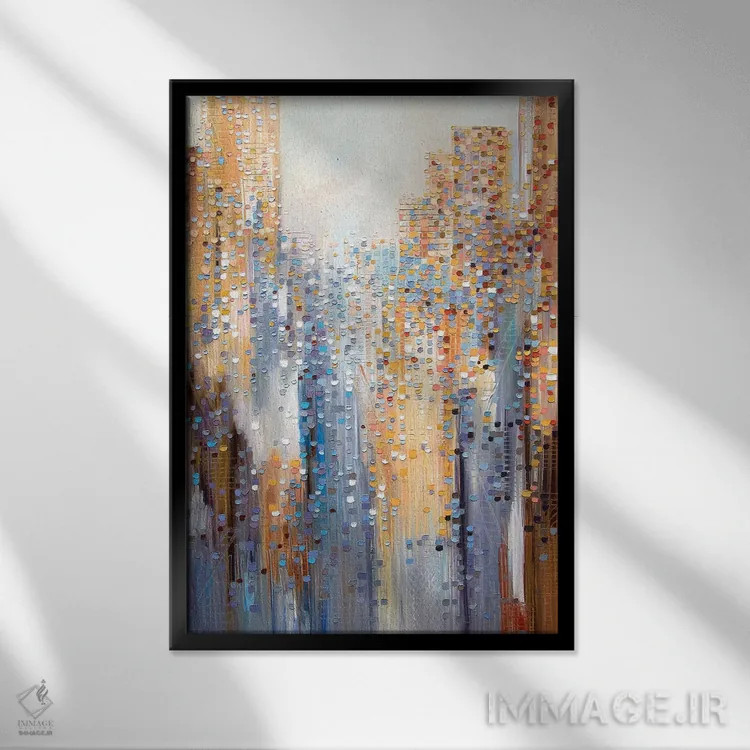 تابلو انتزاعی شناور در ابرها اثر اکاترینا ارمیلکینا - نمای قابدار مشکی