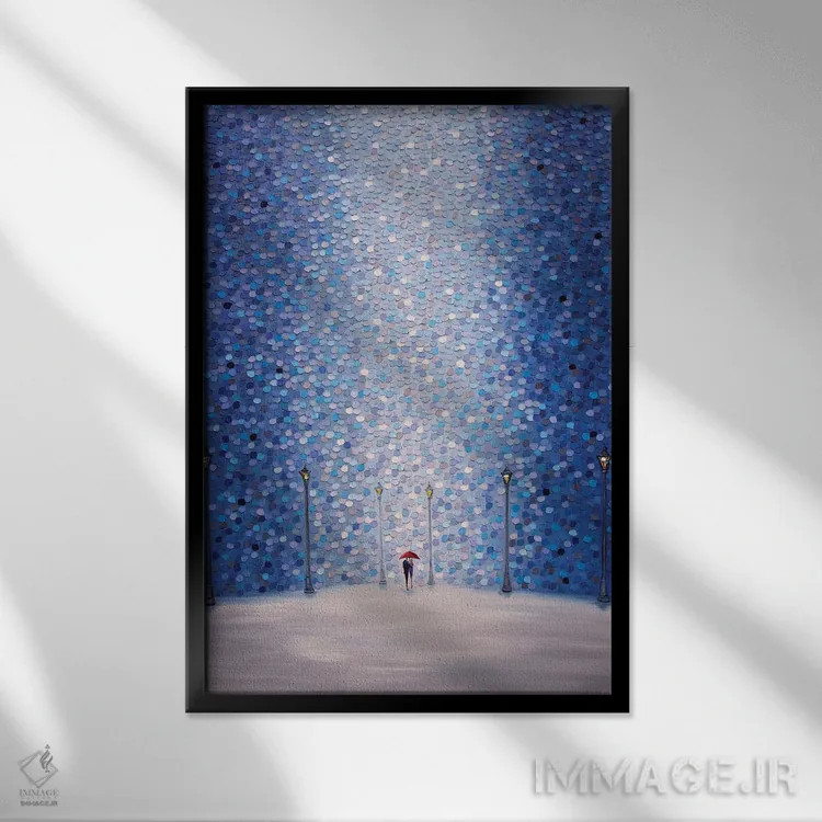 تابلو انتزاعی چتر قرمز اثر اکاترینا ارمیلکینا - نمای قابدار مشکی
