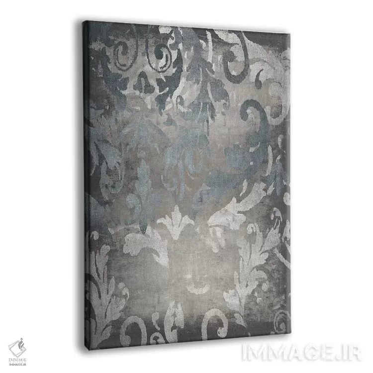 تابلو انتزاعی نقش دمسک نقره ای ۱ اثر الی رابرتز - نمای پرسپکتیو محصول