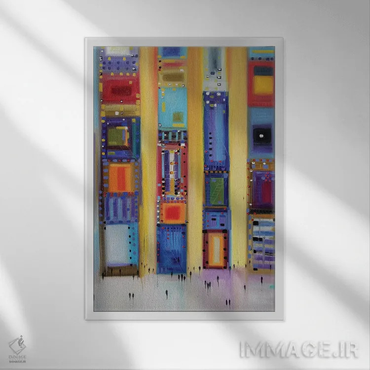 تابلو انتزاعی زمان جشن در شهر اثر اکاترینا ارمیلکینا - نمای قابدار سفید