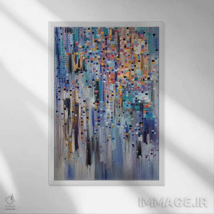 تابلو انتزاعی شهر شاد اثر اکاترینا ارمیلکینا - نمای قابدار سفید