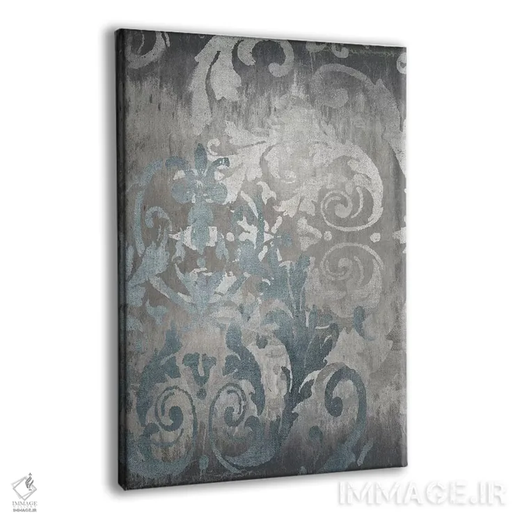 تابلو انتزاعی نقش دمسک نقره ای ۲ اثر الی رابرتز - نمای پرسپکتیو محصول