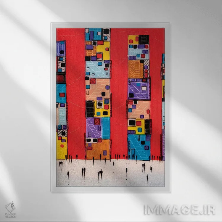 تابلو انتزاعی شب منهتن اثر اکاترینا ارمیلکینا - نمای قابدار سفید