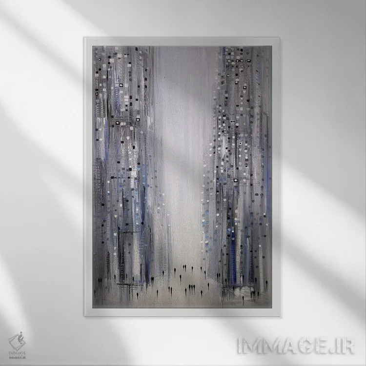 تابلو انتزاعی شهر رویاپرداز اثر اکاترینا ارمیلکینا - نمای قابدار سفید