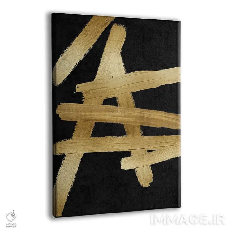 تابلو مینیمال چهارراه های طلایی روی مشکی III اثر الی رابرتز - نمای پرسپکتیو محصول