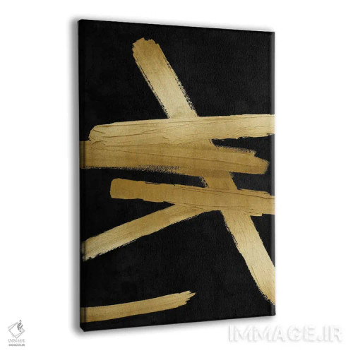 تابلو مینیمال چهارراه های طلایی روی مشکی II اثر الی رابرتز - نمای پرسپکتیو محصول