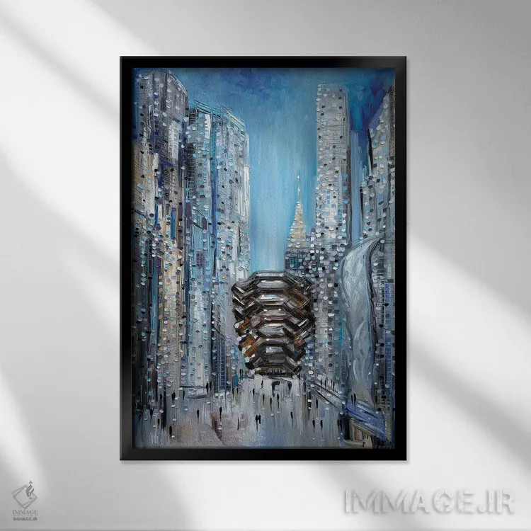 تابلو انتزاعی هادسون یاردز اثر اکاترینا ارمیلکینا - نمای قابدار مشکی