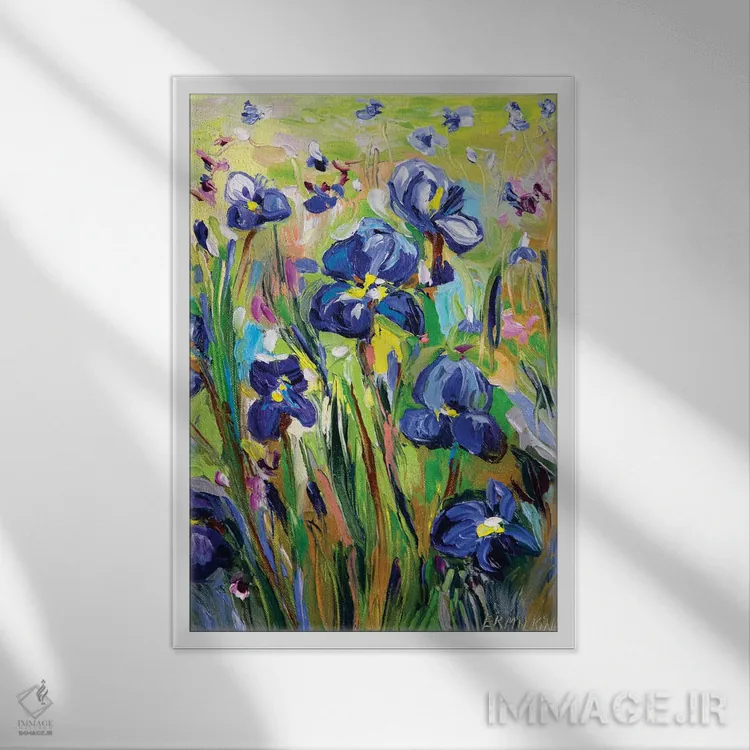 تابلو دکوراتیو باغ زنبق اثر اکاترینا ارمیلکینا - نمای قابدار سفید