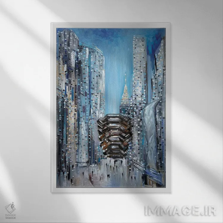 تابلو انتزاعی هادسون یاردز اثر اکاترینا ارمیلکینا - نمای قابدار سفید