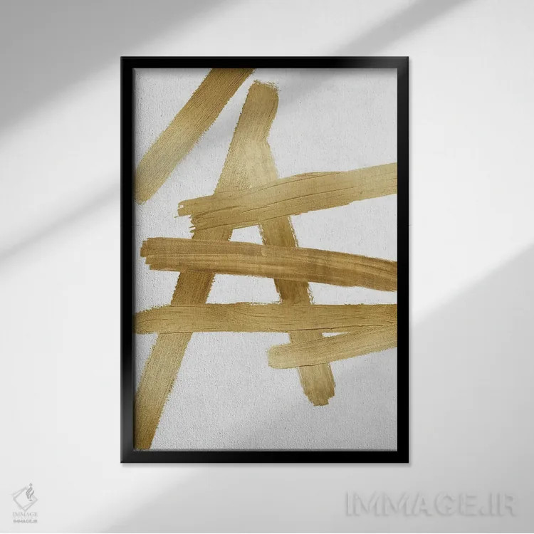 تابلو مینیمال چهارراه های طلایی III اثر الی رابرتز - نمای قابدار مشکی