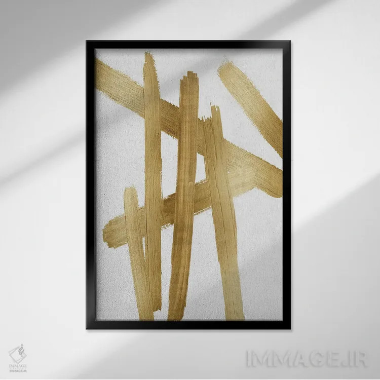 تابلو مینیمال چهارراه های طلایی I اثر الی رابرتز - نمای قابدار مشکی