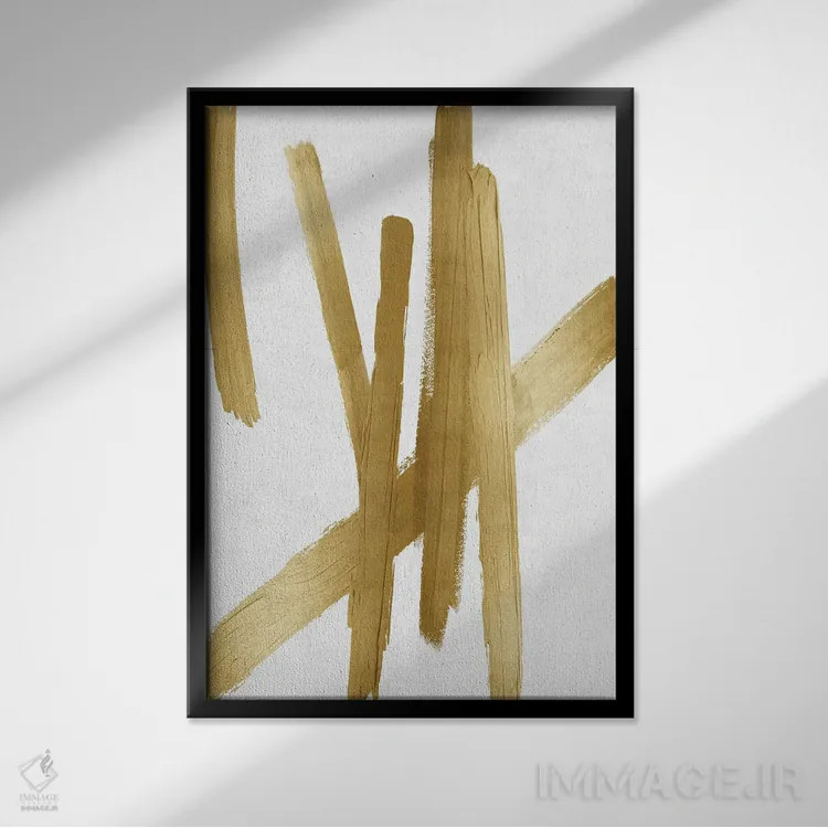 تابلو مینیمال چهارراه های طلایی IV اثر الی رابرتز - نمای قابدار مشکی