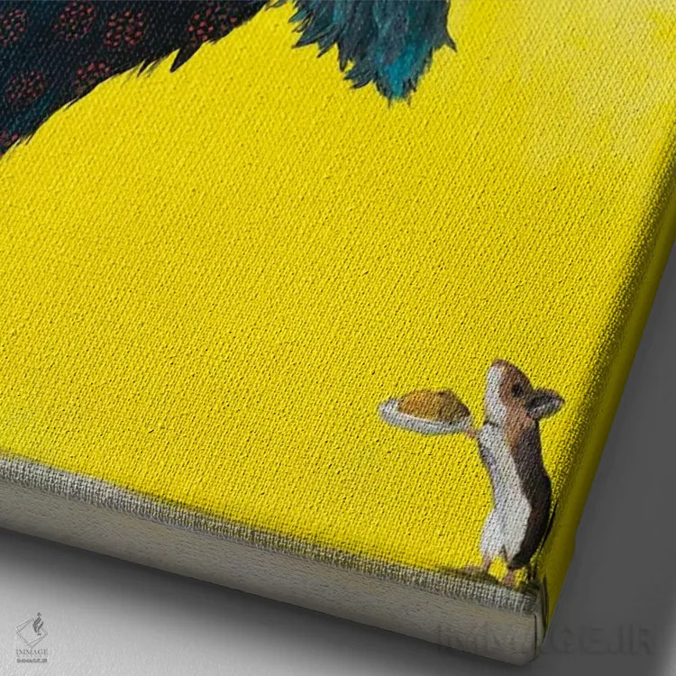 تابلو دکوراتیو گاومیش آبی اثر امیلی رید - نمای نزدیک بافت بوم