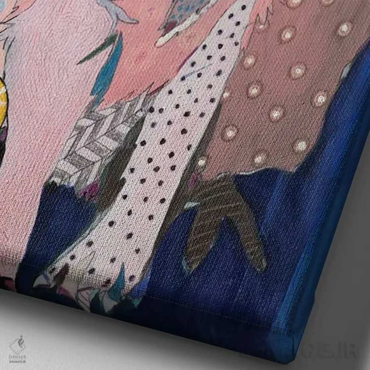 تابلو دکوراتیو کاپیبارا و حلزون اثر امیلی رید - نمای نزدیک بافت بوم