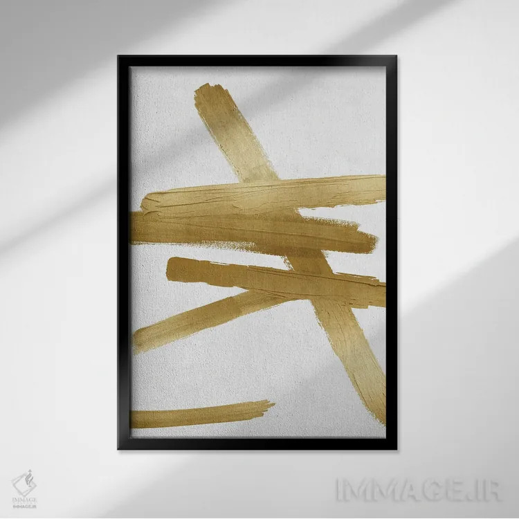 تابلو مینیمال چهارراه های طلایی II اثر الی رابرتز - نمای قابدار مشکی