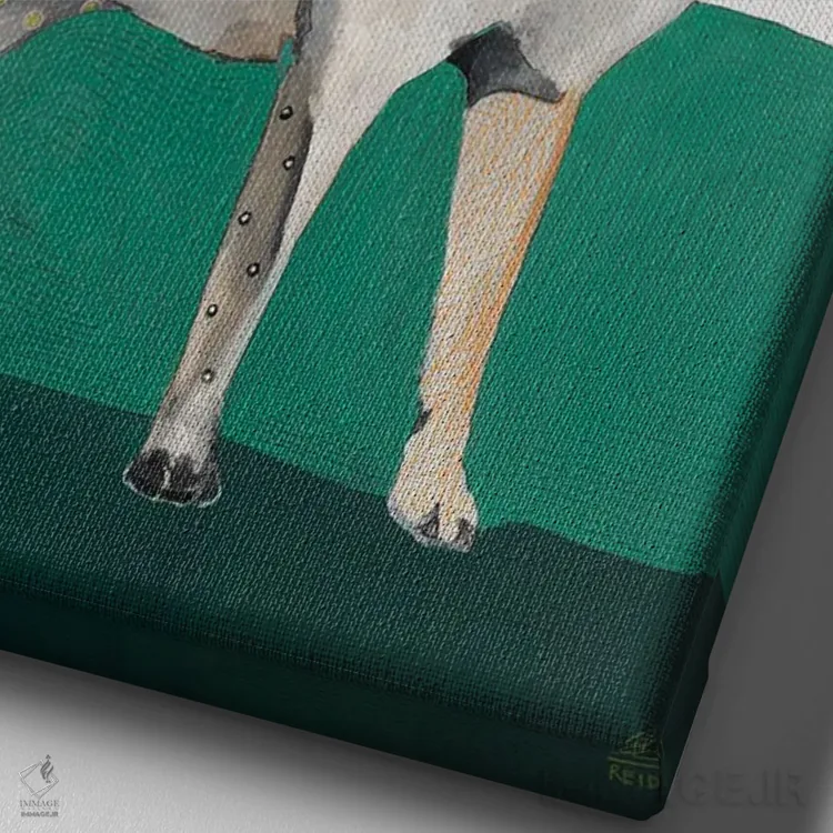 تابلو دکوراتیو کایوت و زاغی اثر امیلی رید - نمای نزدیک بافت بوم