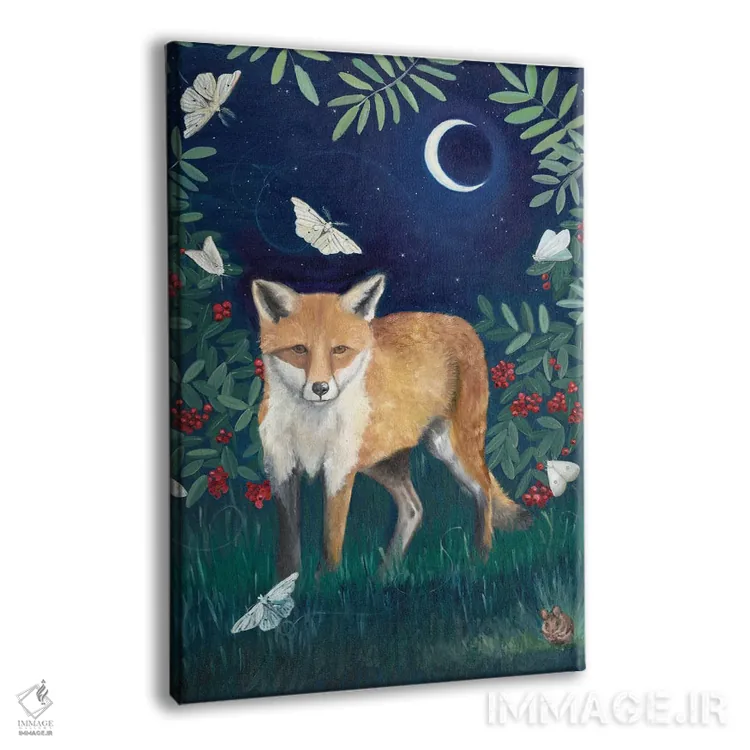 تابلو دکوراتیو روباه در شب اثر امیلی رید - نمای پرسپکتیو محصول