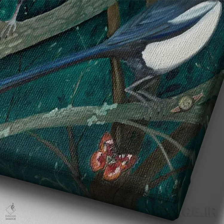 تابلو دکوراتیو زاغی ها در شب اثر امیلی رید - نمای نزدیک بافت بوم