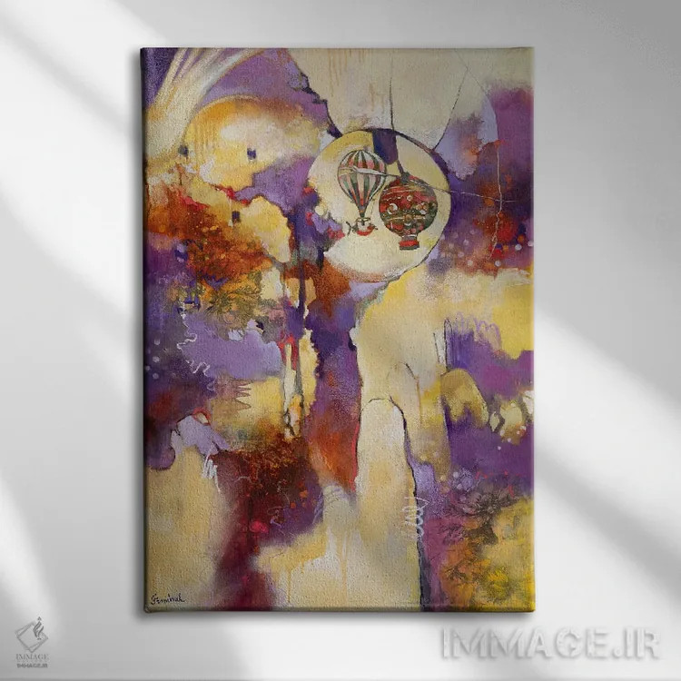 تابلو انتزاعی بادبان های ابری ۱ اثر استر فرانچوک - نمای روبهرو روی دیوار