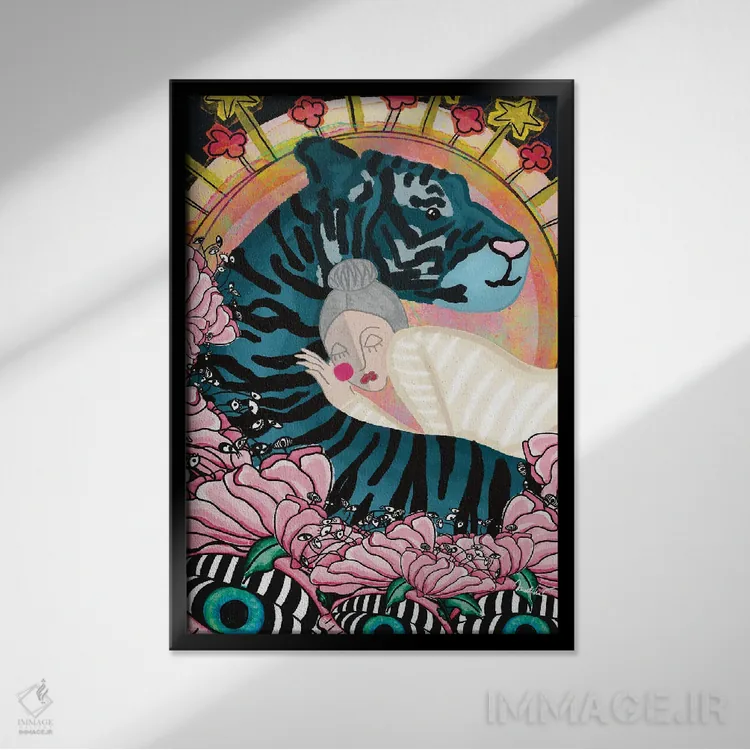 تابلو دکوراتیو خواب ایمن اثر الیزابت ساندیکجی - نمای قابدار مشکی