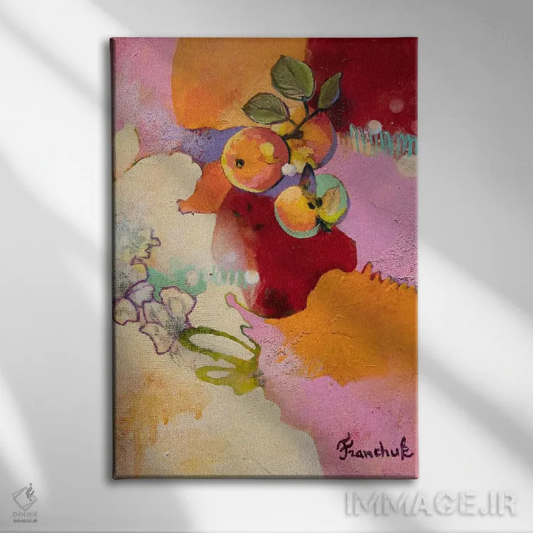 تابلو انتزاعی شکوفه های سیب ۲ اثر استر فرانچوک - نمای روبهرو روی دیوار