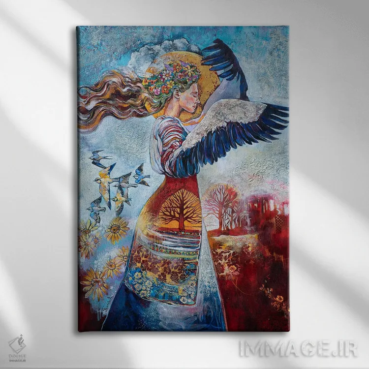 تابلو دکوراتیو سرود نوسازی اثر استر فرانچوک - نمای روبهرو روی دیوار