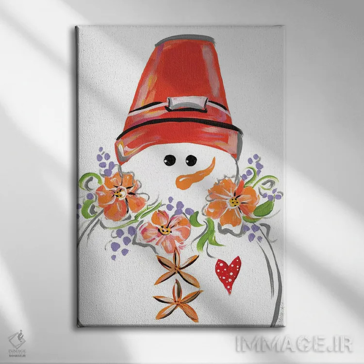تابلو دکوراتیو آدم برفی گرمسیری اثر استل گرنگس - نمای روبهرو روی دیوار