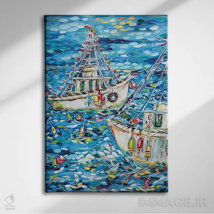 تابلو دکوراتیو زندگی ماهیگیر اثر استل گرنگس - نمای روبهرو روی دیوار