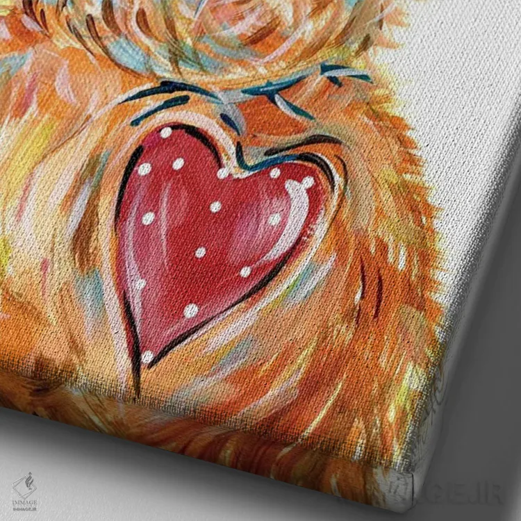 تابلو دکوراتیو خرس شکری اثر استل گرنگس - نمای نزدیک بافت بوم